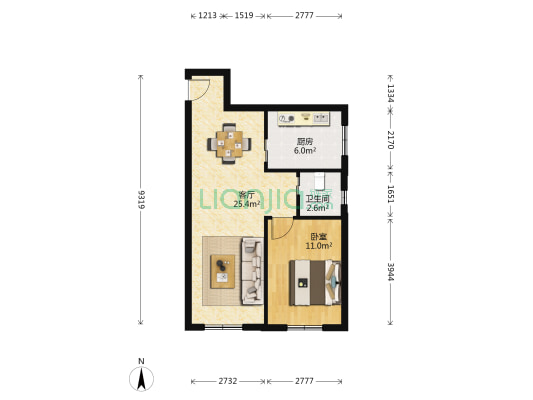 公路段散盘 1室1厅1卫 63平方