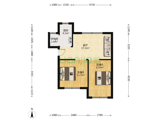 湖南建工集团湖南省第三工程有限公司岳阳分公司 2室1厅1卫 56平方