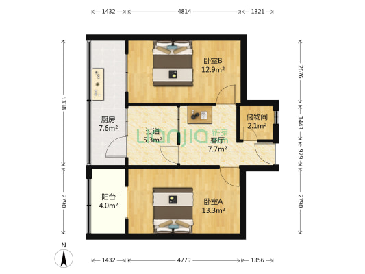 卫生路1号院 2室1厅0卫 57平方