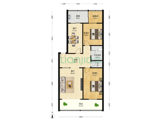 甘肃省冶金厅家属院 2室2厅2卫 110平方