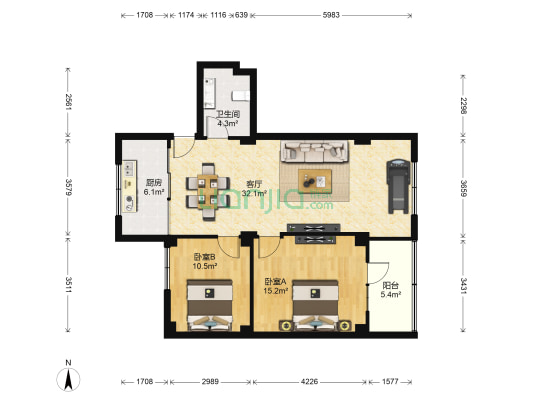 省农行家属院（金塔巷） 2室1厅1卫 64平方