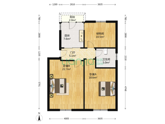 深蓝公寓 2室0厅1卫 55平方