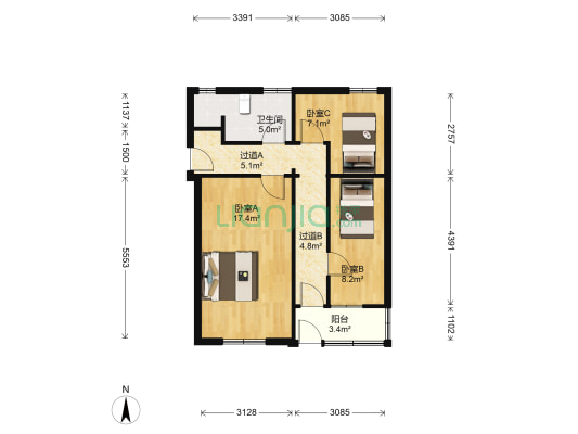 无影山路154号 3室0厅1卫 61平方