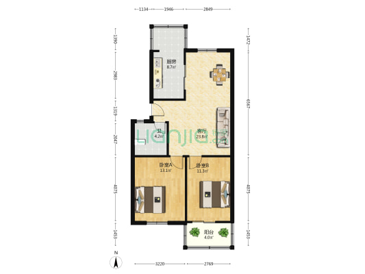 乐水路4号 2室1厅1卫 78平方