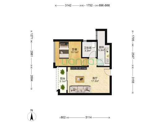 佳润上品菁园 1室1厅1卫 50平方