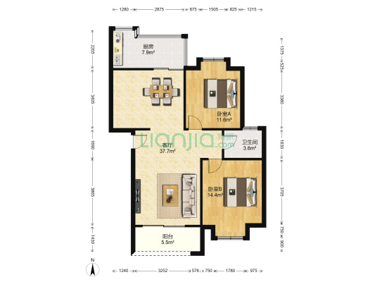 翠堤春晓 2室1厅1卫 91平方