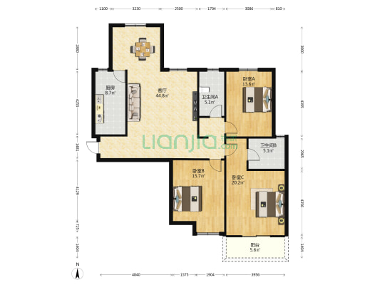 市畜牧局家属院 3室1厅2卫 148平方