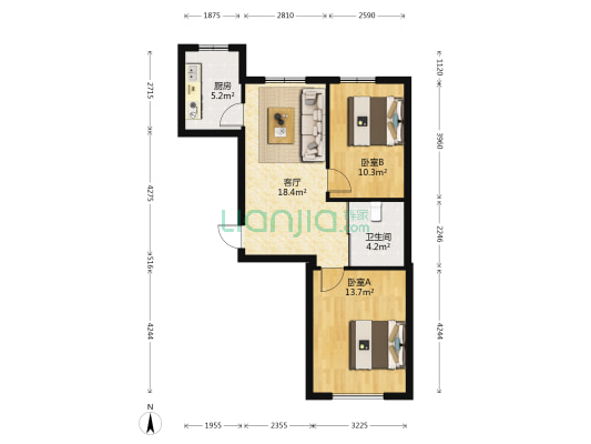 怡景阳光 2室1厅1卫 75平方
