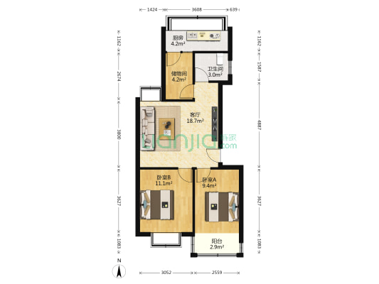 和平家具城社区 2室1厅1卫 68平方
