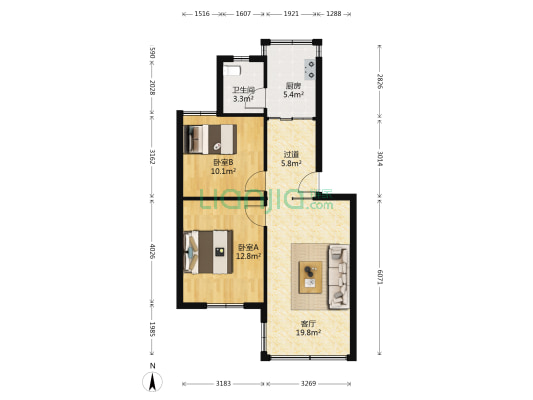 双峰北巷21号 2室1厅1卫 70平方