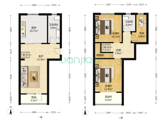 悦泰山里 3室1厅2卫 65平方