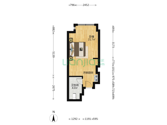 汇金国际 1室0厅1卫 47平方
