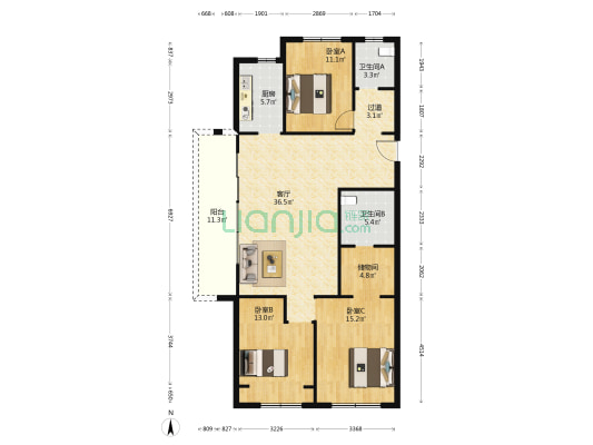 盛澳金尊府二期 3室1厅2卫 130平方