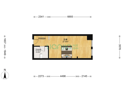 恒发广场 1室0厅1卫 39平方