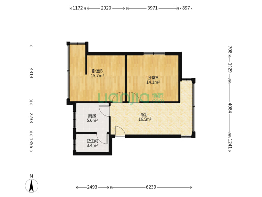 蓓蕾西巷3号 2室1厅1卫 45平方
