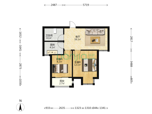 水湘人家西苑 2室1厅1卫 63平方