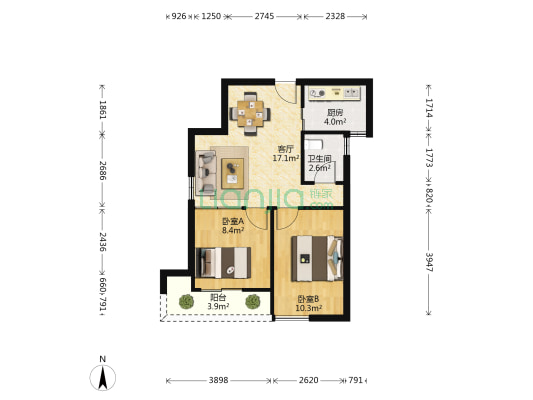盛天新界 2室1厅1卫 51平方