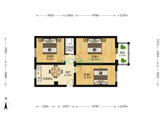 胜利三巷 3室1厅1卫 68平方