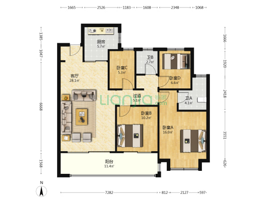 高速三乐居 4室1厅2卫 133平方