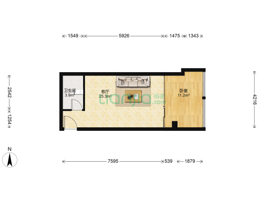 智慧大厦 1室1厅1卫 57平方