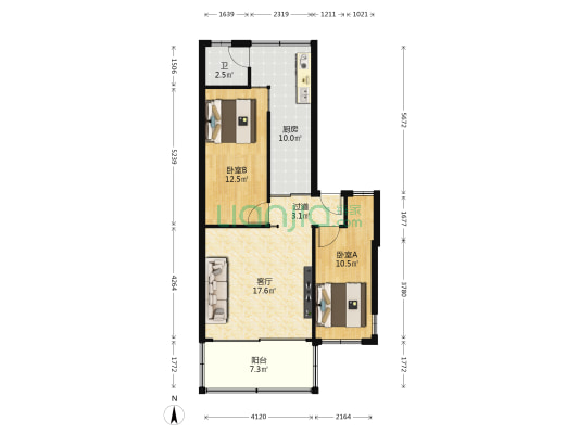 新风路小区 2室1厅1卫 77平方