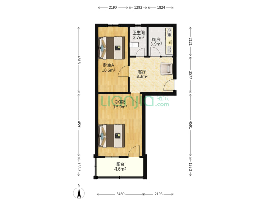 孝闻白衣小区 2室1厅1卫 39平方