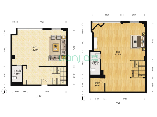 华普花园 1室1厅2卫 205平方