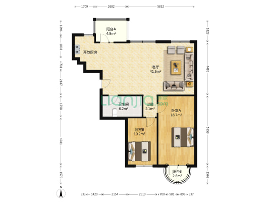 世达嘉府 2室1厅1卫 111平方