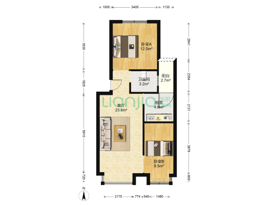 电工厂 2室1厅1卫 89平方