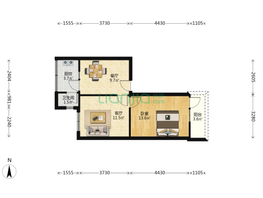 新新街一巷18号 1室2厅1卫 50平方