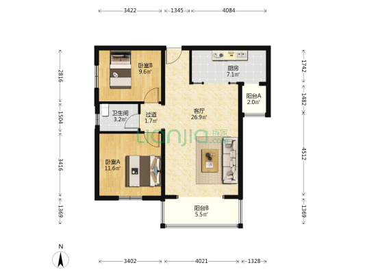 伟业嘉园东里 2室1厅1卫 90平方