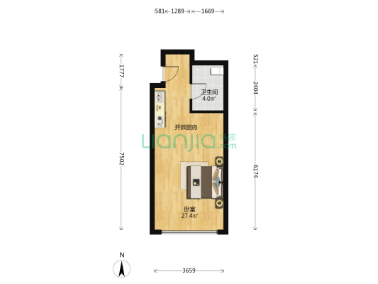 华发广场（天啟） 1室0厅1卫 53平方
