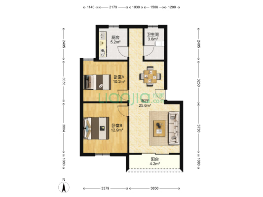 迎宾北苑 2室1厅1卫 77平方