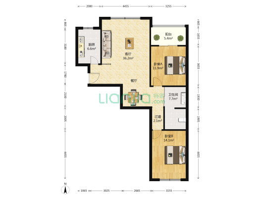 嘉泰北苑 2室1厅1卫 98平方