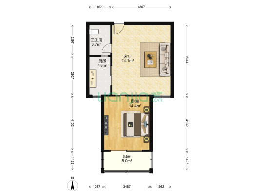 飞龙大厦 1室1厅1卫 65平方