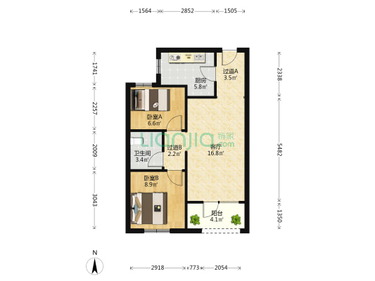 保利悦公馆 2室1厅1卫 69平方