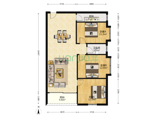 嘉利路 3室1厅1卫 99平方