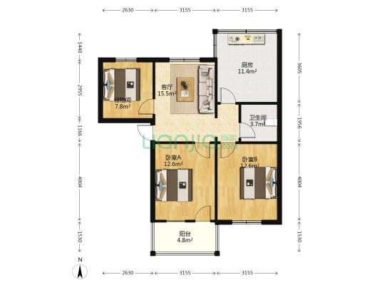 十一中家属院 2室1厅1卫 80平方