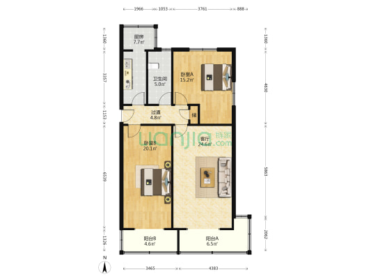 东四道巷15号 2室1厅1卫 107平方