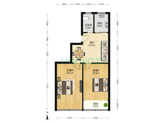 小娄巷横街西区 2室1厅1卫 74平方