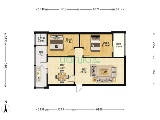 吴井路221号 2室2厅1卫 62平方