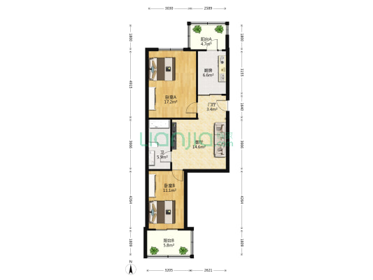 工程小区 2室1厅1卫 77平方