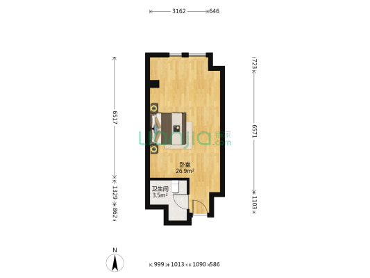宝龙公寓 1室0厅1卫 46平方