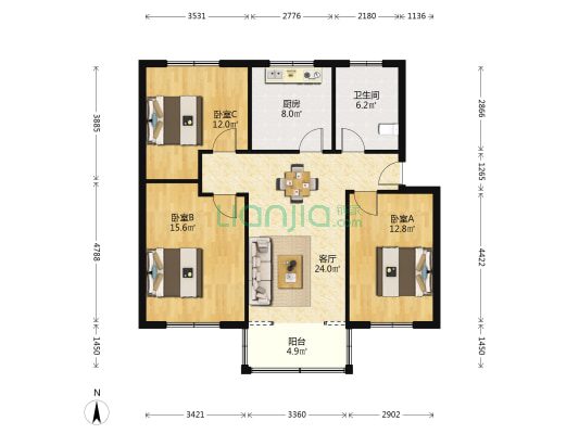 开源路 3室1厅1卫 98平方