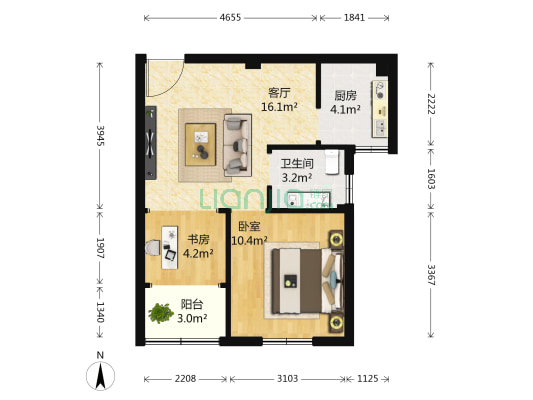 尚景园北区 2室1厅1卫 51平方
