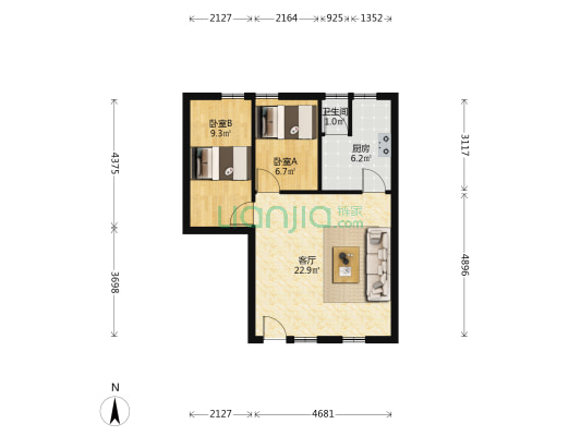 雷屋村 2室1厅1卫 50平方