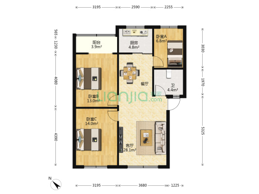 云客小区一区 3室1厅1卫 92平方
