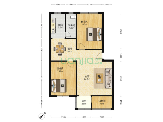 营养食品厂宿舍 2室2厅1卫 78平方