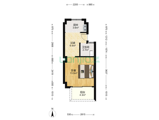 美人台大厦 1室0厅1卫 42平方