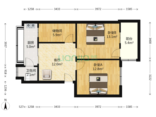 电务处家属院 2室1厅1卫 72平方